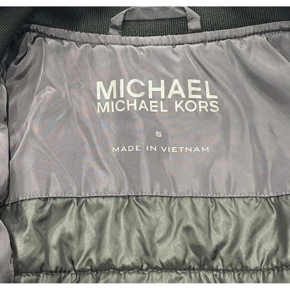 Michael Michael Kors Woman's Bomber Jacket Wind‎ Gray Black Size S